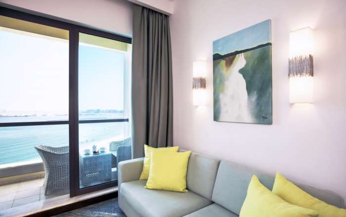 Living Area with stunning view over the Gulf