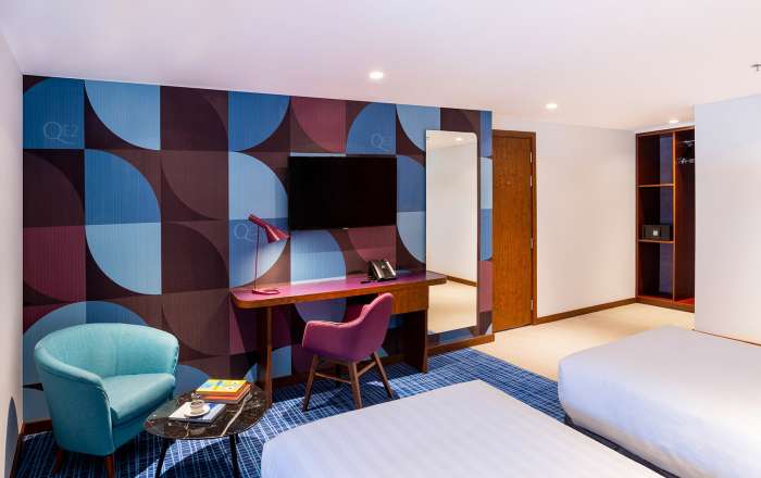 A Superior Twin Room with Stylish Furnishings