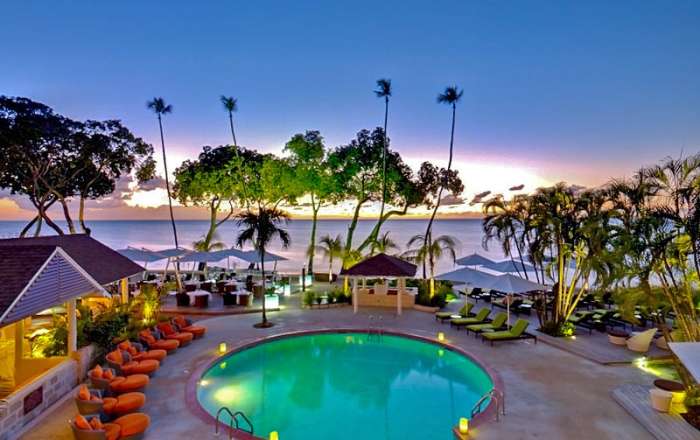Stunning pool area with views of the Caribbean Sea