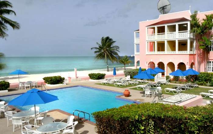 View of Southern Palms hotel, pool and beach area