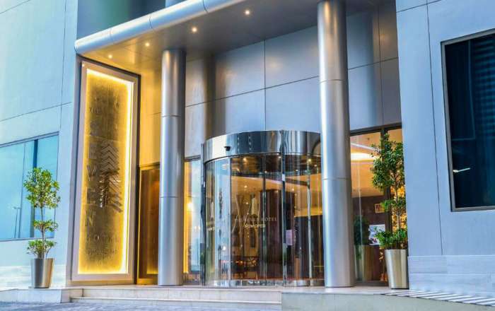 Modern resort entrance