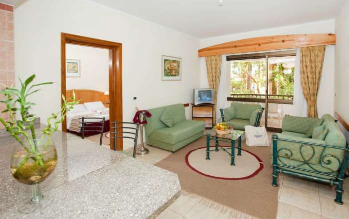 Studio suite with separate living area & private balcony