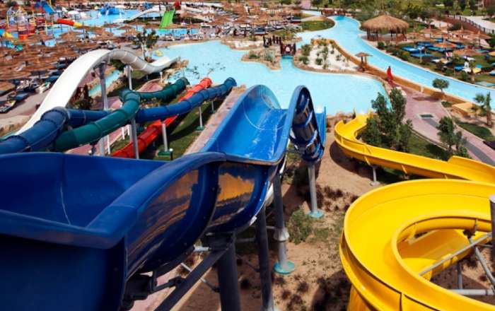 Water Slides and Pool Area at Jungle Aqua Park