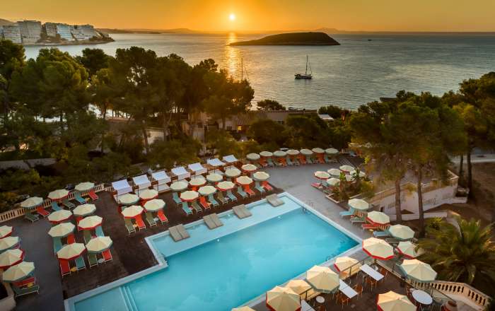 Sunset Aerial View of the Pool