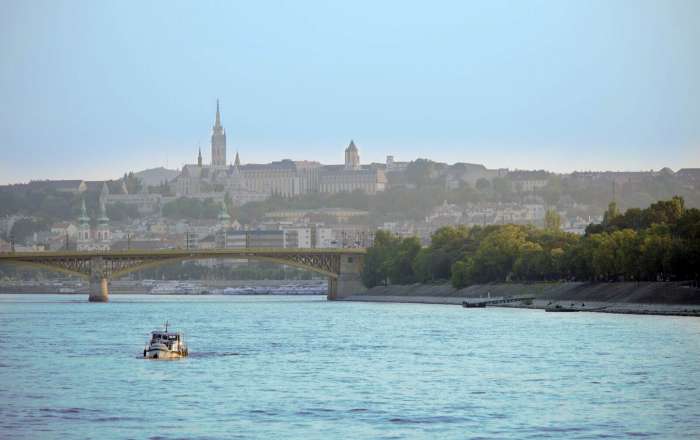 S.S. Maria Theresa sailing along the calm Danube River