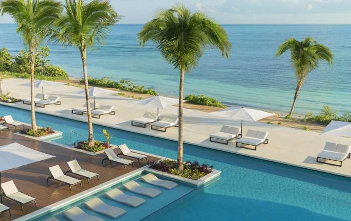 View of the pool and beach