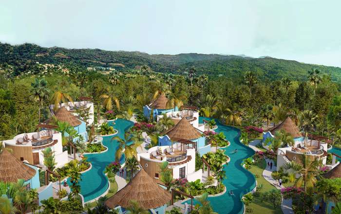 Aerial shot of Rondoval Villas