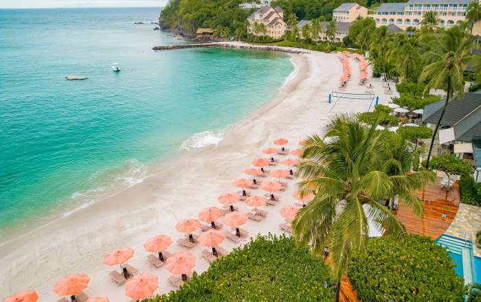 Situated Along a Stretch of White Sand Beach