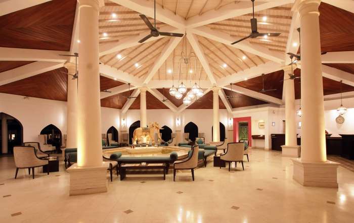 Opulent resort lobby area