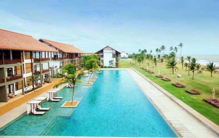 Floating Cabana Beds Adorn the Pool