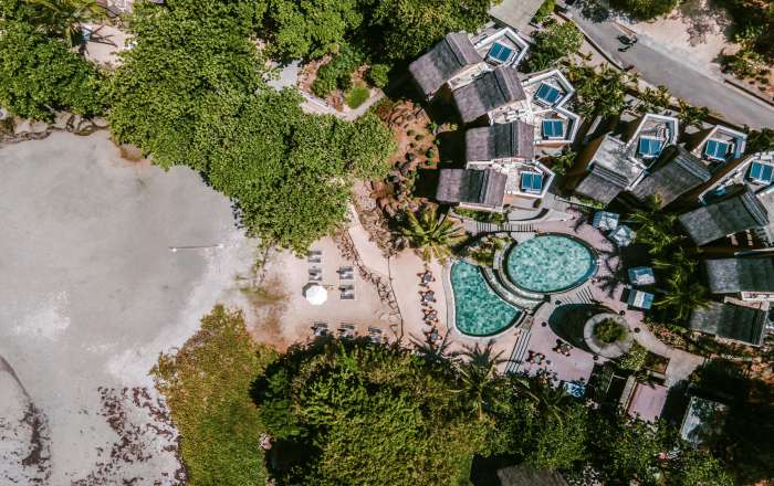 Aerial View of the Hotel & Beachfront