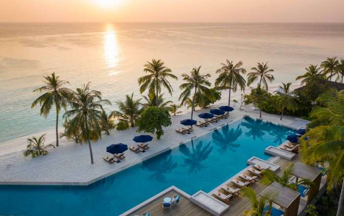 Aerial Shot of the Beachfront Pool