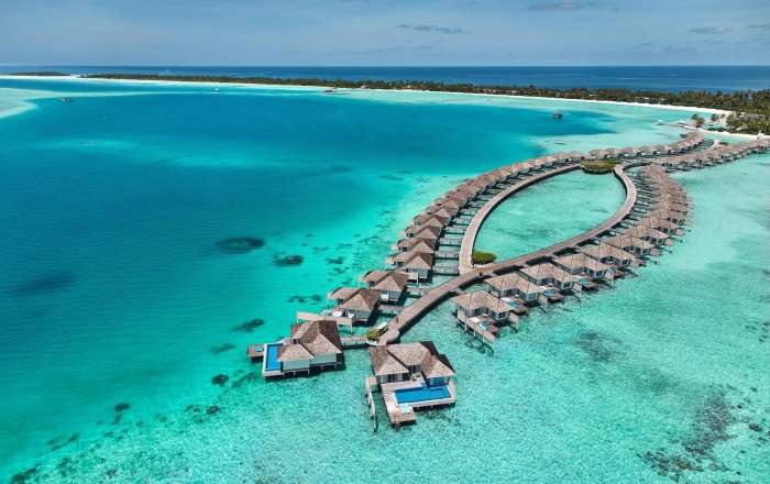 Aerial Shot of the Luxurious Water Villas