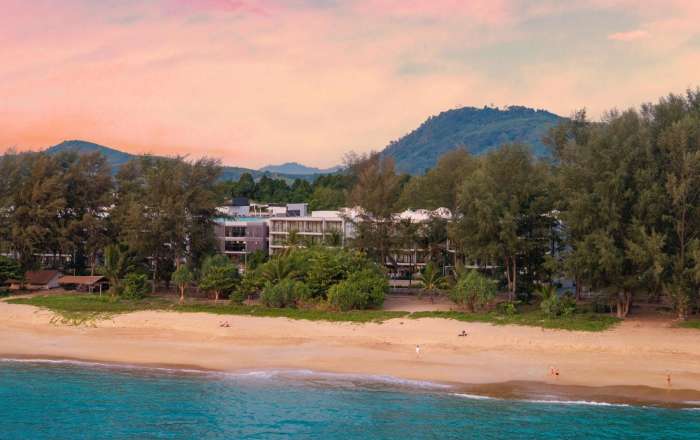 Aerial View of Beach and Hotel