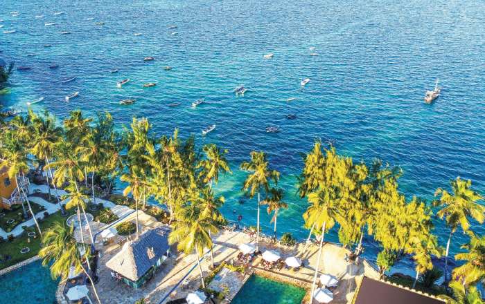 Aerial view from Zanzibar Bay Resort to Sea