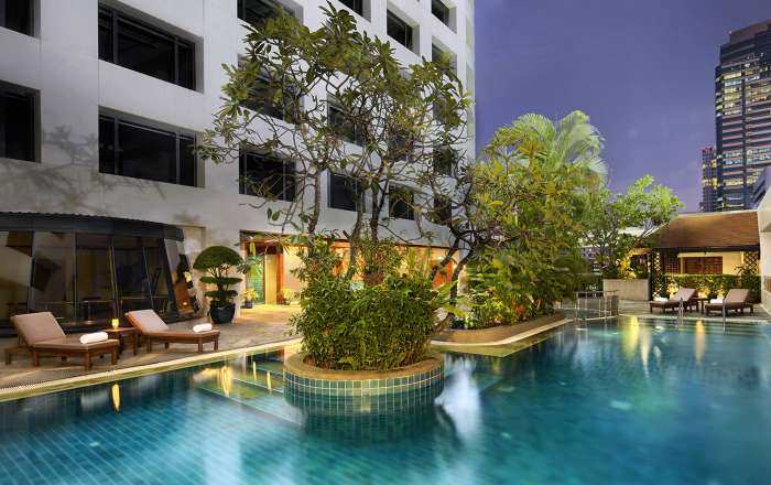 Relax in the secluded rooftop pool