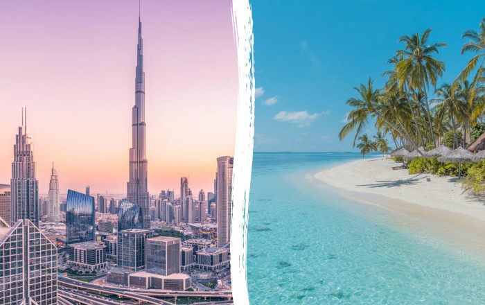 Main image for the offer: From Dubai Skyscrapers to Maldives Shores: 10-Night Twin Centre Escape with Free Room Upgrade & More! Save up to 24%.